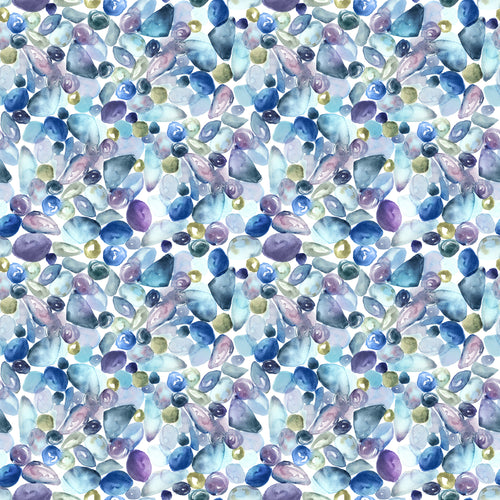 Abstract Blue Fabric - Pebbles Printed Cotton Fabric (By The Metre) Marine Voyage Maison