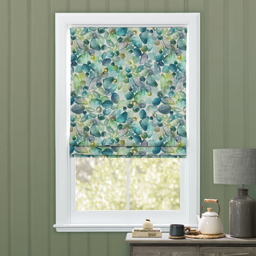 Abstract Green M2M - Pebbles Printed Cotton Made to Measure Roman Blinds Kelpie Voyage Maison