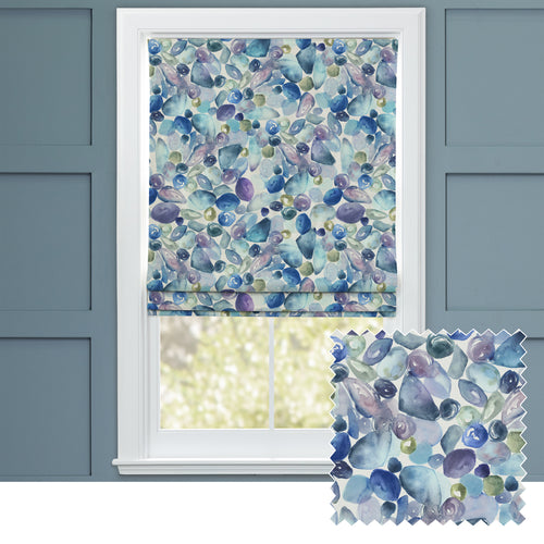 Abstract Blue M2M - Pebbles Printed Cotton Made to Measure Roman Blinds Marine Voyage Maison