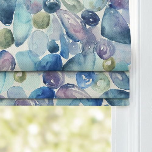 Abstract Blue M2M - Pebbles Printed Cotton Made to Measure Roman Blinds Marine Voyage Maison