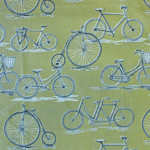  Samples - Penny Farthing Printed Fabric Sample Swatch Mustard Voyage Maison