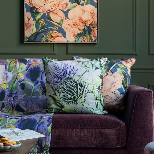 Marie Burke Penton Printed Feather Cushion in Damson