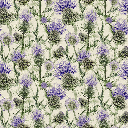 Floral Purple Fabric - Penton Printed Cotton Fabric (By The Metre) Damson/Natural Marie Burke