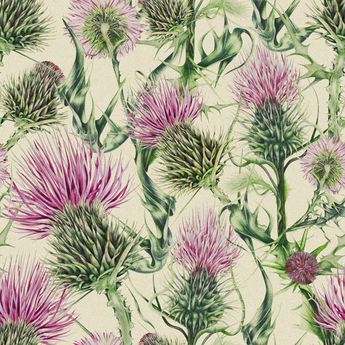Floral Pink Fabric - Penton Printed Cotton Fabric (By The Metre) Fuchsia/Natural Marie Burke