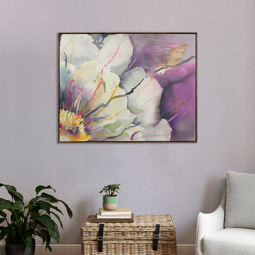Floral Purple Wall Art - Peonia  Framed Canvas Stone Voyage Maison