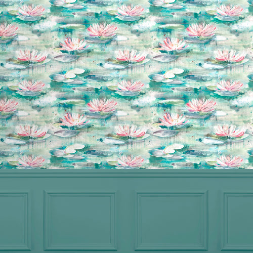 Floral Blue Wallpaper - Perdita  1.4m Wide Width Wallpaper (By The Metre) Moonstone Voyage Maison