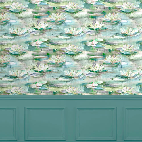 Floral Green Wallpaper - Perdita  1.4m Wide Width Wallpaper (By The Metre) Sage Voyage Maison