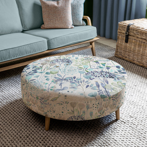 Floral Blue Furniture - Petra Large Footstool Ailsa Cornflower Voyage Maison
