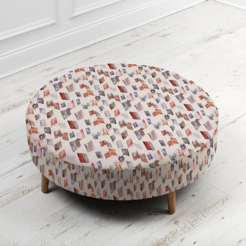 Abstract Red Furniture - Petra Large Footstool Arwen Rosewater Voyage Maison