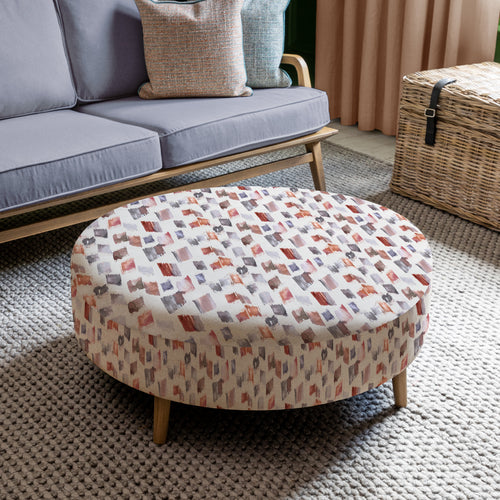 Abstract Red Furniture - Petra Large Footstool Arwen Rosewater Voyage Maison
