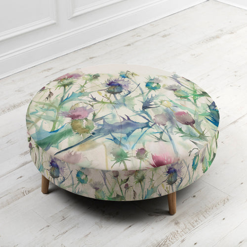 Floral Green Furniture - Petra Large Footstool Cirsium Damson Voyage Maison