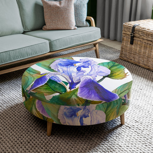 Floral Blue Furniture - Petra Large Footstool Darwen Cornflower Voyage Maison