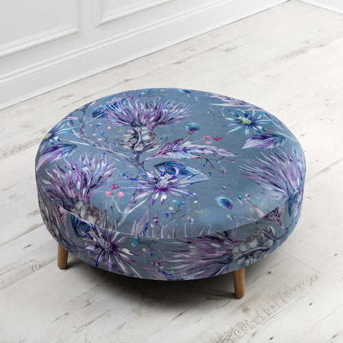 Floral Purple Furniture - Petra Large Footstool Elysium Storm Voyage Maison