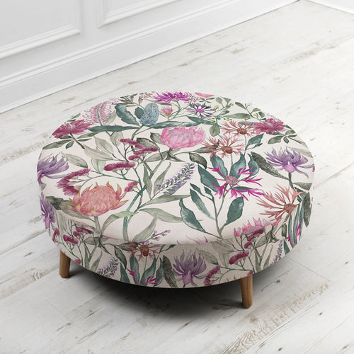 Floral Pink Furniture - Petra Large Footstool Fortazela Onyx Linen Voyage Maison