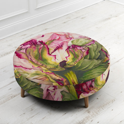 Floral Pink Furniture - Petra Large Footstool Heligan Fuchsia Marie Burke