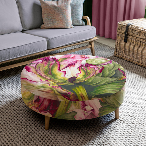 Floral Pink Furniture - Petra Large Footstool Heligan Fuchsia Marie Burke