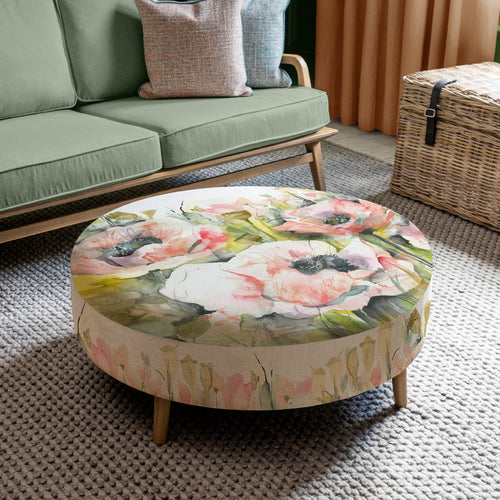 Floral Red Furniture - Petra Large Footstool Papavera Sweetpea Voyage Maison