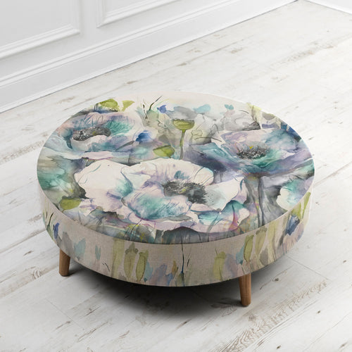 Floral Blue Furniture - Petra Large Footstool Papavera Veronica Voyage Maison
