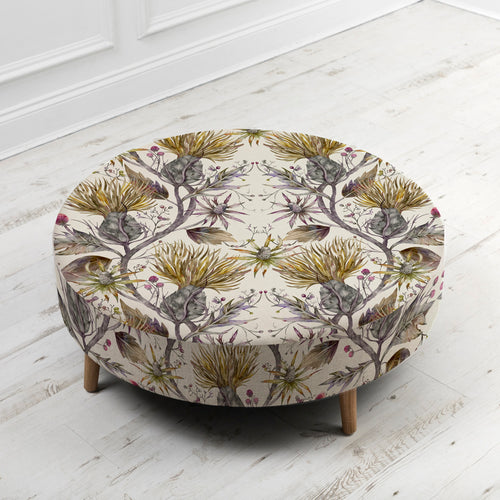Floral Cream Furniture - Petra Large Footstool Varys Gold Voyage Maison