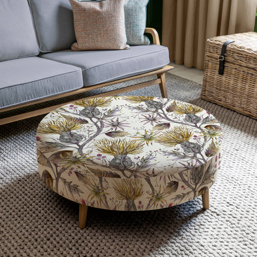 Floral Cream Furniture - Petra Large Footstool Varys Gold Voyage Maison