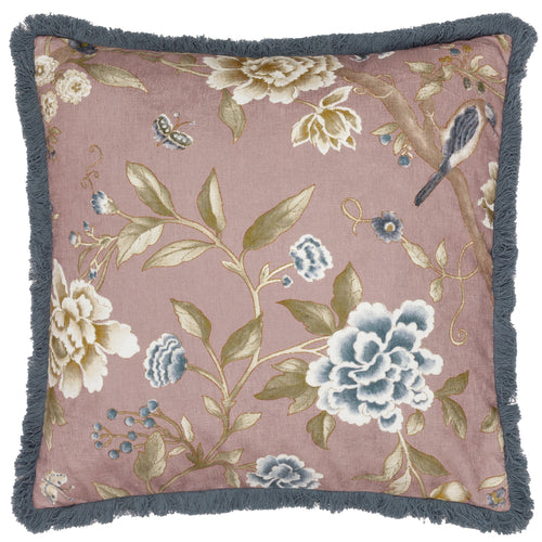 Floral Pink Cushions - Porcelain Garden Chenille Feather Rich Filled Cushion Blush Sanderson