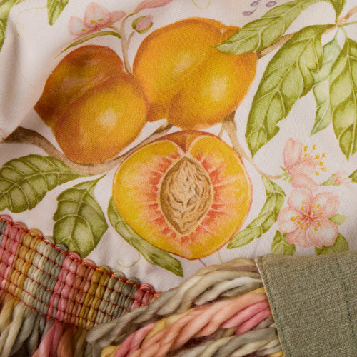 Floral Orange Throws - Peach Harvest Printed Fringe Throw Orange Voyage Maison