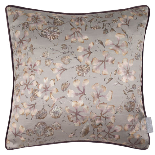 Floral Purple Cushions - Philipa Printed Piped Feather Filled Cushion Viola Voyage Maison