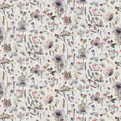 Floral Purple Fabric - Pimelea Printed Cotton Fabric (By The Metre) Boysenberry/Cream Voyage Maison