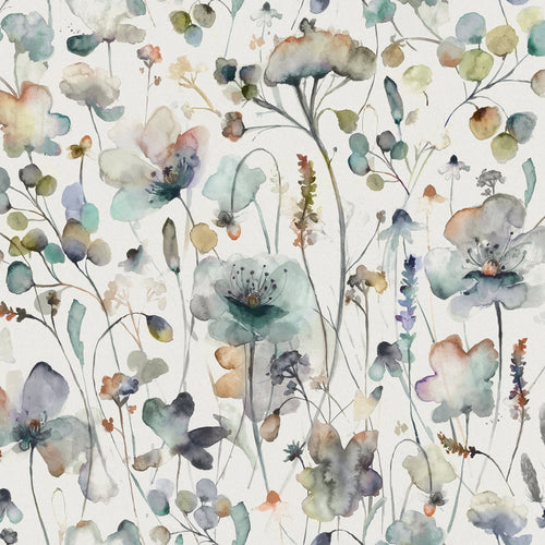 Floral Multi Fabric - Pimelea Printed Cotton Fabric (By The Metre) Coral Cloud Cream Voyage Maison