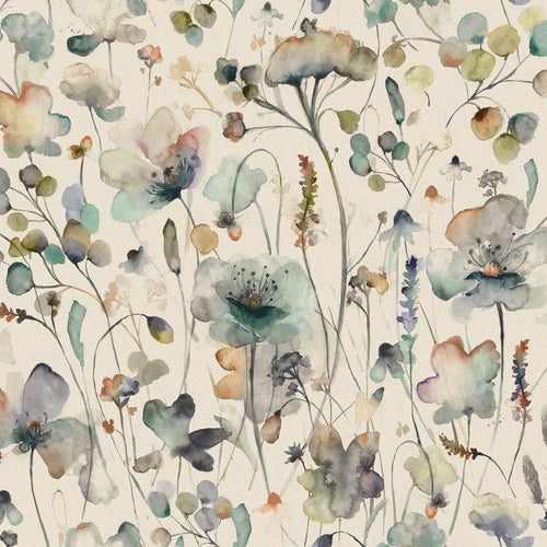 Floral Multi Fabric - Pimelea Printed Cotton Fabric (By The Metre) Coral Cloud Linen Voyage Maison