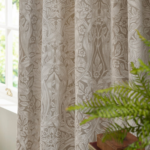 Floral Multi Curtains - Pimpernel Jacquard Fully Lined Pencil Pleat Curtains Linen Morris & Co