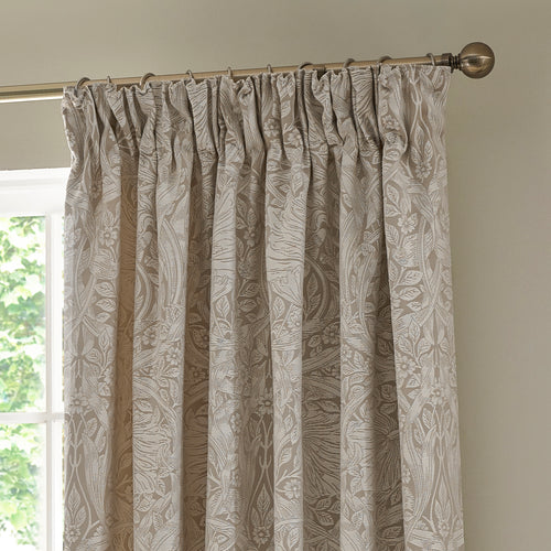 Floral Multi Curtains - Pimpernel Jacquard Fully Lined Pencil Pleat Curtains Linen Morris & Co