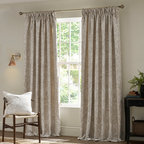 Floral Multi Curtains - Pimpernel Jacquard Fully Lined Pencil Pleat Curtains Linen Morris & Co