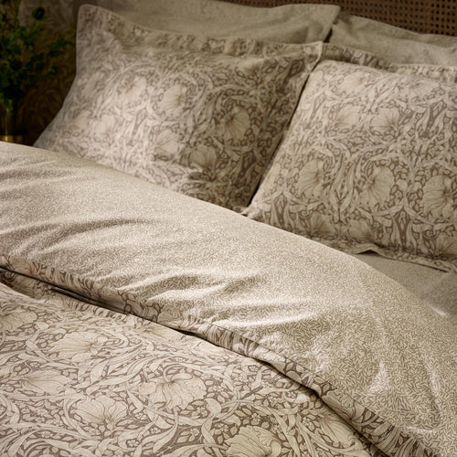 Floral Beige Bedding - Pimpernel 100% Cotton Duvet Cover Set Natural & Chocolate Morris & Co
