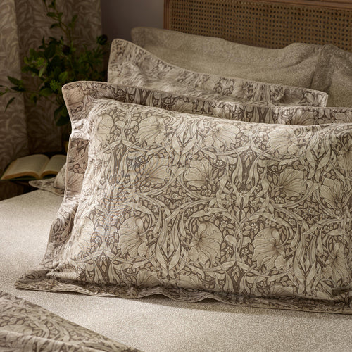 Floral Beige Bedding - Pimpernel 100% Cotton Duvet Cover Set Natural & Chocolate Morris & Co
