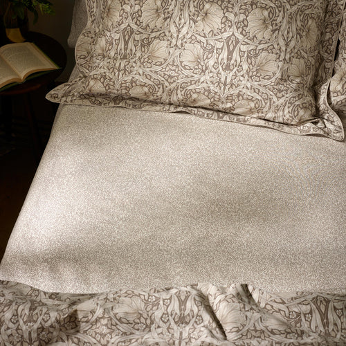 Floral Beige Bedding - Pimpernel 100% Cotton Fitted Sheet Natural/Chocolate Morris & Co