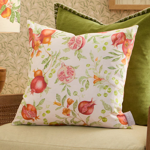 Floral Red Cushions - Pomegranate Grove Printed Feather Filled Cushions Red Voyage Maison