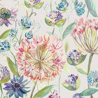  Samples - Pom Pom Floral Printed Fabric Sample Swatch Cream Voyage Maison