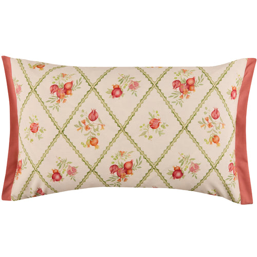 Floral Red Cushions - Pomegranate Trellis Printed Outdoor Polyester Filled Cushion Red Voyage Maison