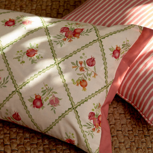 Floral Red Cushions - Pomegranate Trellis Printed Outdoor Polyester Filled Cushion Red Voyage Maison