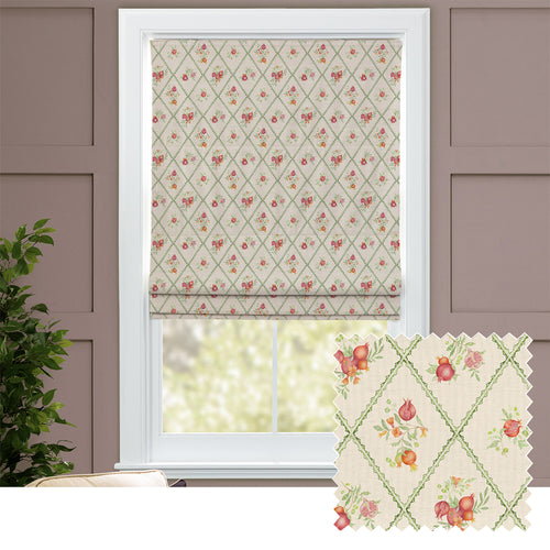 Floral Cream M2M - Pomegranate Trellis Printed Cotton Made to Measure Roman Blinds Cream Voyage Maison