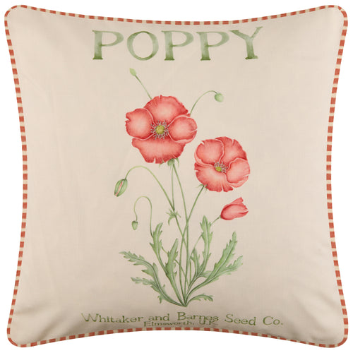 Floral Red Cushions - Poppy Printed Outdoor Polyester Filled Cushion Red Voyage Maison