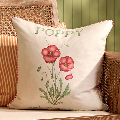 Floral Red Cushions - Poppy Printed Outdoor Polyester Filled Cushion Red Voyage Maison