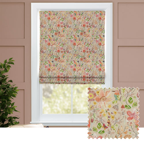 Floral Orange M2M - Primrose Printed Cotton Made to Measure Roman Blinds Apricot Voyage Maison