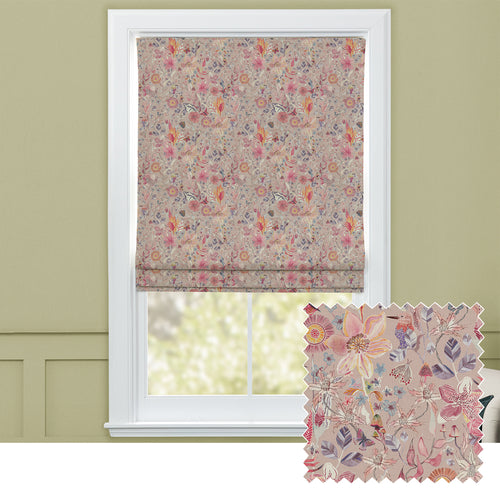 Floral Pink M2M - Primrose Printed Cotton Made to Measure Roman Blinds Blush Voyage Maison