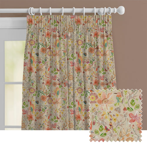 Floral Orange M2M - Primrose Printed Cotton Made to Measure Curtains Apricot Voyage Maison