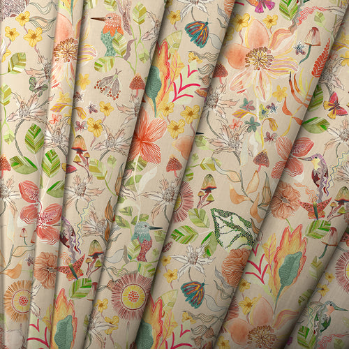 Floral Orange M2M - Primrose Printed Cotton Made to Measure Curtains Apricot Voyage Maison
