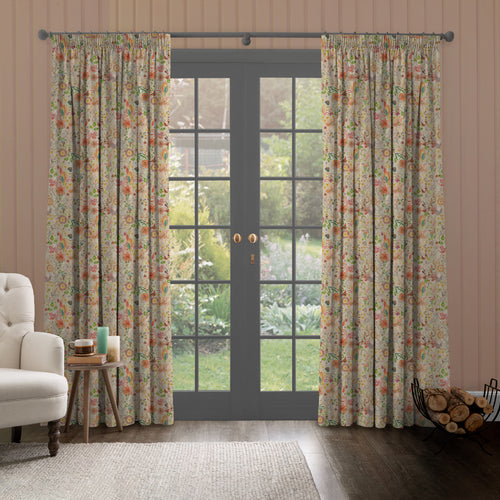 Floral Orange M2M - Primrose Printed Cotton Made to Measure Curtains Apricot Voyage Maison