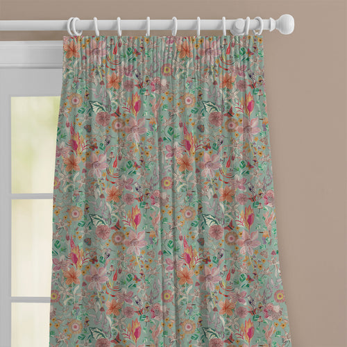 Floral Blue M2M - Primrose Printed Cotton Made to Measure Curtains Duck Egg Blue Voyage Maison