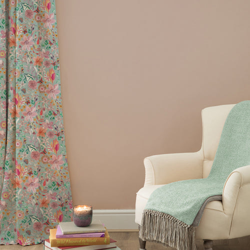 Floral Blue M2M - Primrose Printed Cotton Made to Measure Curtains Duck Egg Blue Voyage Maison